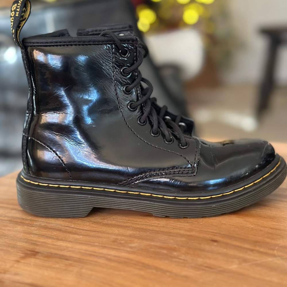 Dr. Martens black patent boot. Size 1